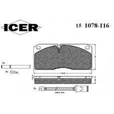 151078-116 ICER Комплект тормозных колодок, дисковый тормоз