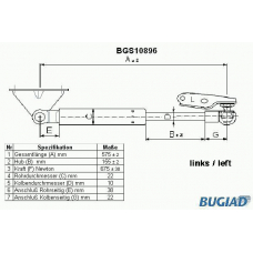 BGS10896 BUGIAD Газовая пружина, крышка багажник