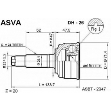 DH-26 ASVA Шарнирный комплект, приводной вал