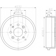 8DT 355 302-241 HELLA Тормозной барабан