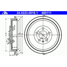 24.0223-0016.1 ATE Тормозной барабан