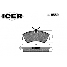 140880 ICER Комплект тормозных колодок, дисковый тормоз