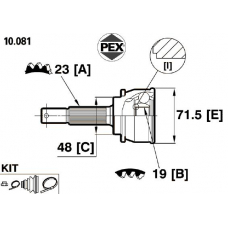 10.081 PEX Шарнир, приводной вал