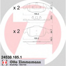 24538.185.1 ZIMMERMANN Комплект тормозных колодок, дисковый тормоз