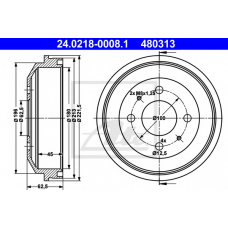24.0218-0008.1 ATE Тормозной барабан