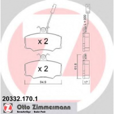20332.170.1 ZIMMERMANN Комплект тормозных колодок, дисковый тормоз