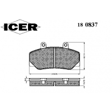 180837 ICER Комплект тормозных колодок, дисковый тормоз