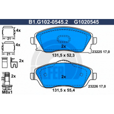 B1.G102-0545.2 GALFER Комплект тормозных колодок, дисковый тормоз