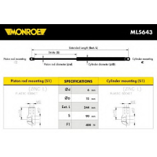 ML5643 MONROE Газовая пружина, капот