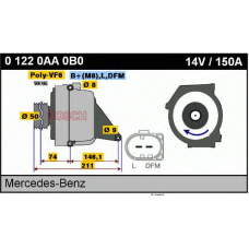 0 122 0AA 0B0 BOSCH Генератор 14v,150 a