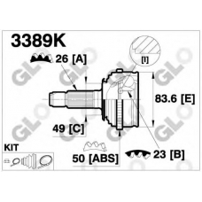 3389K GLO Шарнирный комплект, приводной вал