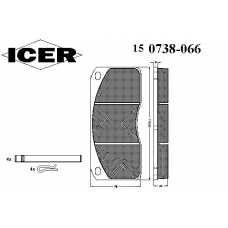 150738-066 ICER Комплект тормозных колодок, дисковый тормоз