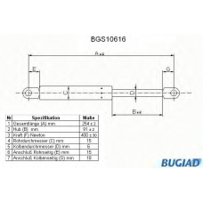 BGS10616 BUGIAD Газовая пружина, капот