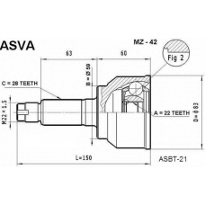 MZ-42 ASVA Шарнирный комплект, приводной вал