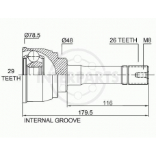 OJ-0715 InterParts Шарнирный комплект, приводной вал