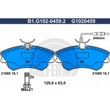 B1.G102-0459.2 GALFER Комплект тормозных колодок, дисковый тормоз