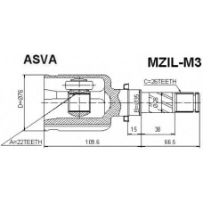 MZIL-M3 ASVA Шарнирный комплект, приводной вал
