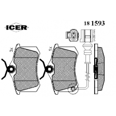 181593 ICER Комплект тормозных колодок, дисковый тормоз