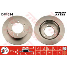 DF4814 TRW Тормозной диск