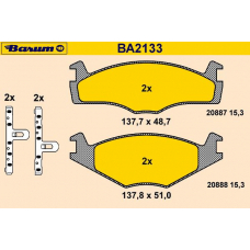 BA2133 BARUM Комплект тормозных колодок, дисковый тормоз