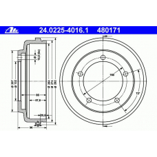 24.0225-4016.1 ATE Тормозной барабан