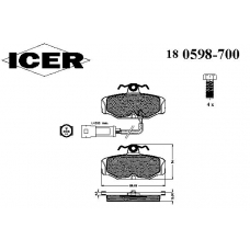 180598-700 ICER Комплект тормозных колодок, дисковый тормоз