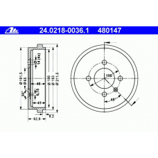 24.0218-0036.1 ATE Тормозной барабан