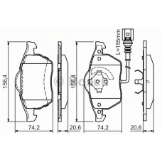 0 986 495 047 BOSCH Комплект тормозных колодок, дисковый тормоз