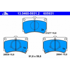 13.0460-5931.2 ATE Комплект тормозных колодок, дисковый тормоз