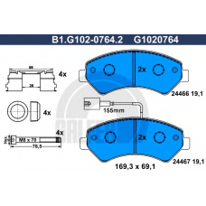 B1.G102-0764.2 GALFER Комплект тормозных колодок, дисковый тормоз