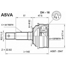 DH-16 ASVA Шарнирный комплект, приводной вал