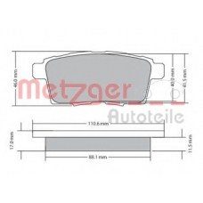 1170686 METZGER Комплект тормозных колодок, дисковый тормоз