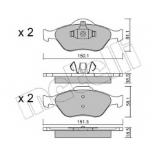 22-0316-0 METELLI Комплект тормозных колодок, дисковый тормоз