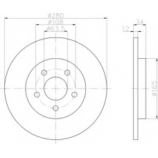 8DD 355 108-061 HELLA Тормозной диск