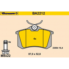 BA2212 BARUM Комплект тормозных колодок, дисковый тормоз