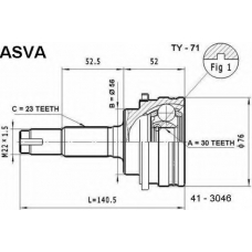 TY-71 ASVA Шарнирный комплект, приводной вал