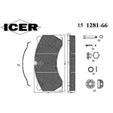 151281-066 ICER Комплект тормозных колодок, дисковый тормоз