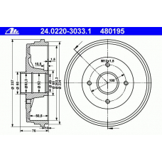 24.0220-3033.1 ATE Тормозной барабан