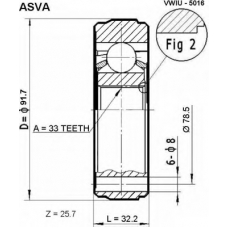 VWIU-5016 ASVA Шарнирный комплект, приводной вал