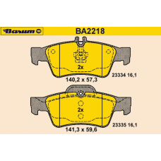 BA2218 BARUM Комплект тормозных колодок, дисковый тормоз