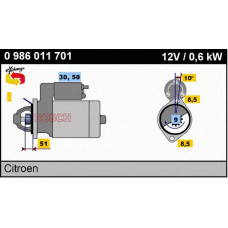 0 986 011 701 BOSCH Стартер