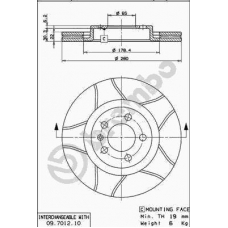 09.7012.75 BREMBO Тормозной диск