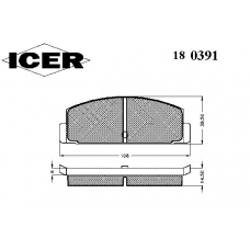 180391 ICER Комплект тормозных колодок, дисковый тормоз