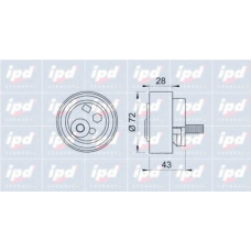 15-3228 IPD Натяжной ролик, ремень грм