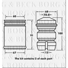 BPK7018 BORG & BECK Пылезащитный комплект, амортизатор