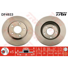 DF4933 TRW Тормозной диск