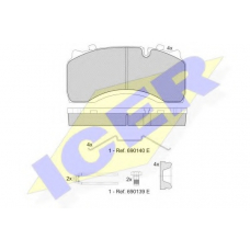 151430-066 ICER Комплект тормозных колодок, дисковый тормоз