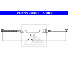 24.3727-0836.2 ATE Трос, стояночная тормозная система