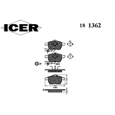 181362 ICER Комплект тормозных колодок, дисковый тормоз