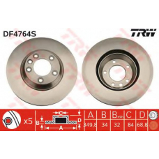 DF4764S TRW Тормозной диск